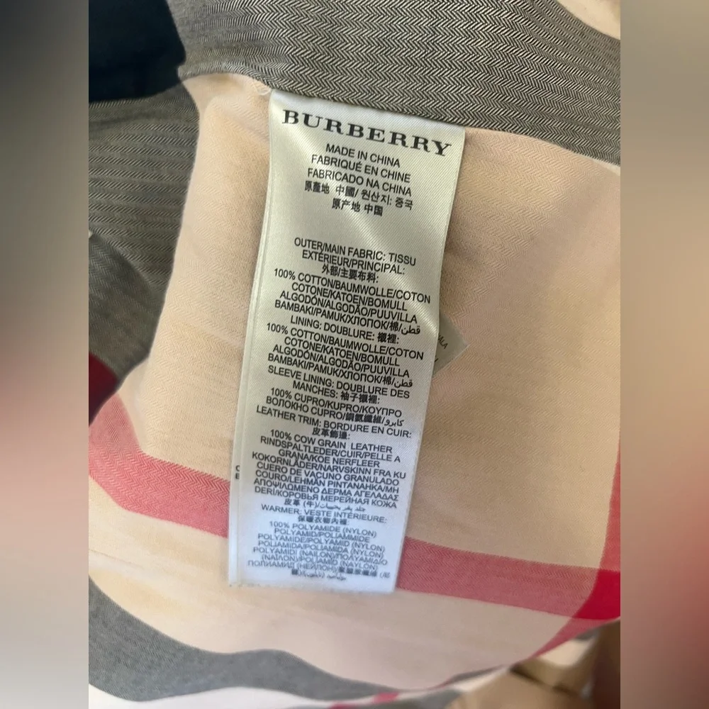 Burberry Tan Double-Breasted Trench Coat with Iconic Check Lining - Picture 14 of 16